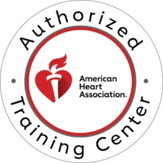American Heart Association Authorized Training Center Seal with heart and torch logo